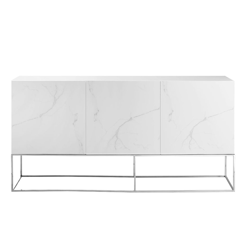 Vizzione Buffet In White Marbled Porcelain With Storage. Picture 1