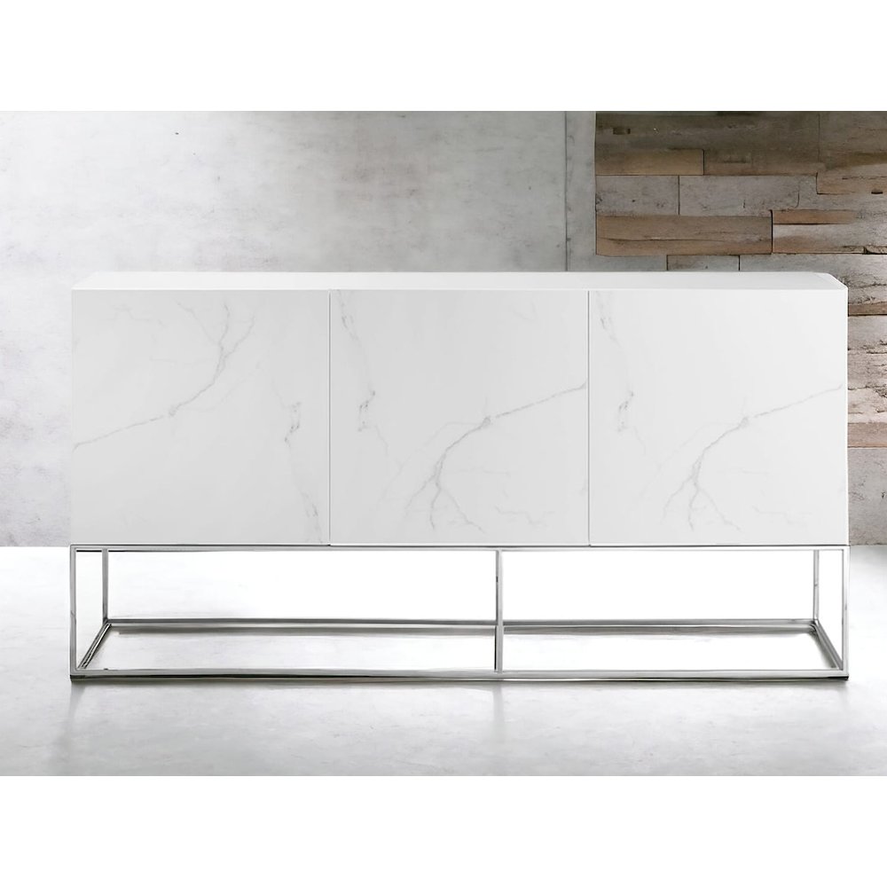 Vizzione Buffet In White Marbled Porcelain With Storage. Picture 2