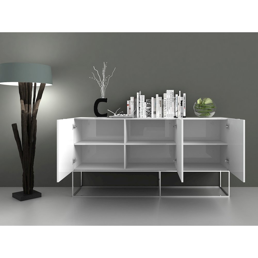 Vizzione Buffet In White Marbled Porcelain With Storage. Picture 3