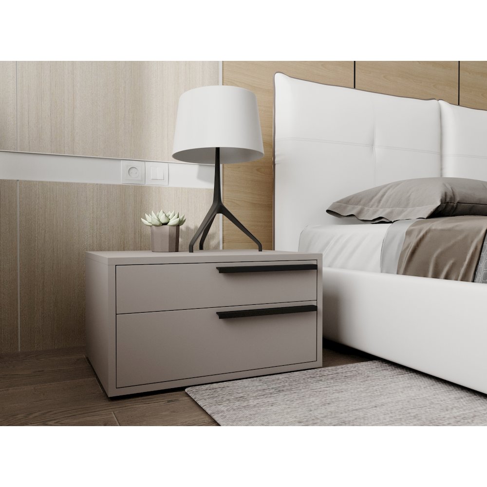 Carter Right Nightstand In Taupe Matte. Picture 3