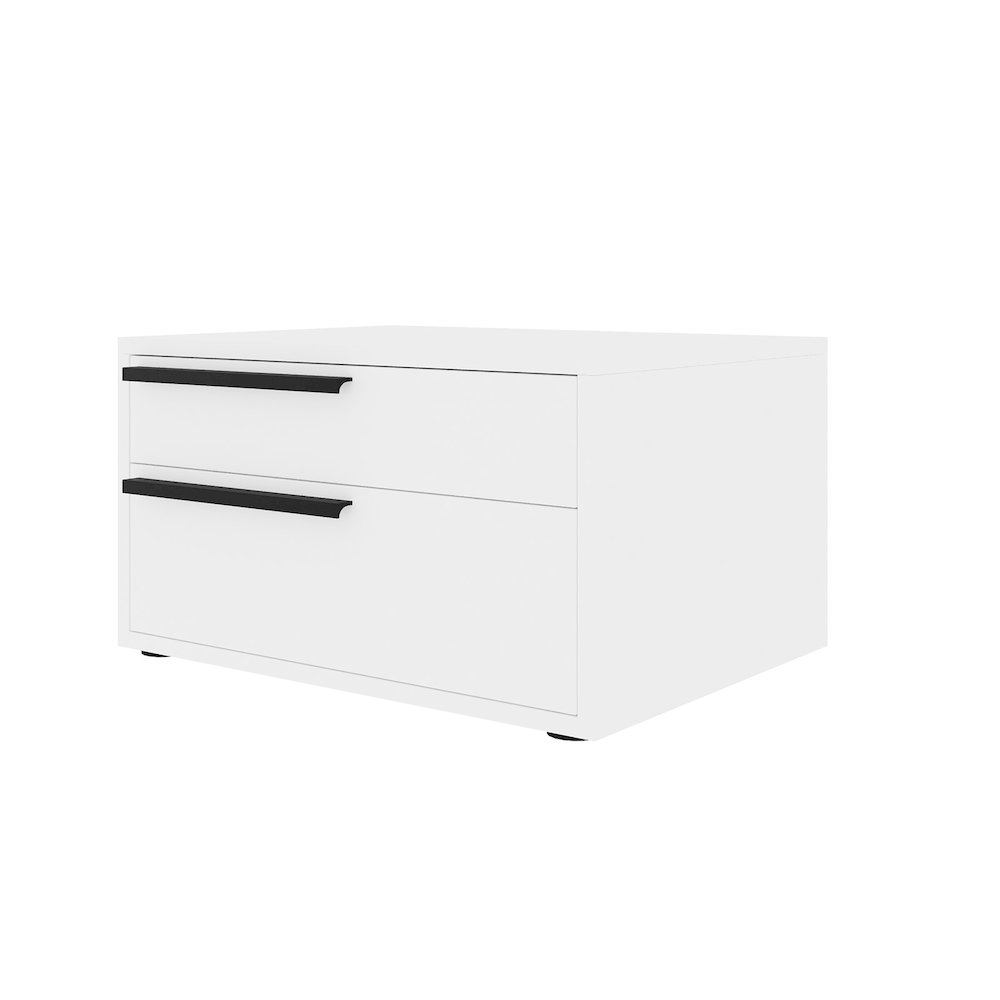Carter Left Nightstand In White High Gloss With Black Handles. Picture 2