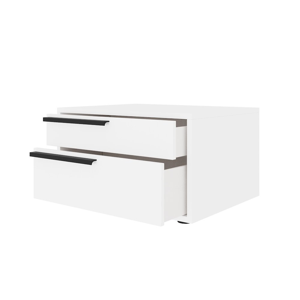 Carter Left Nightstand In White High Gloss With Black Handles. Picture 5