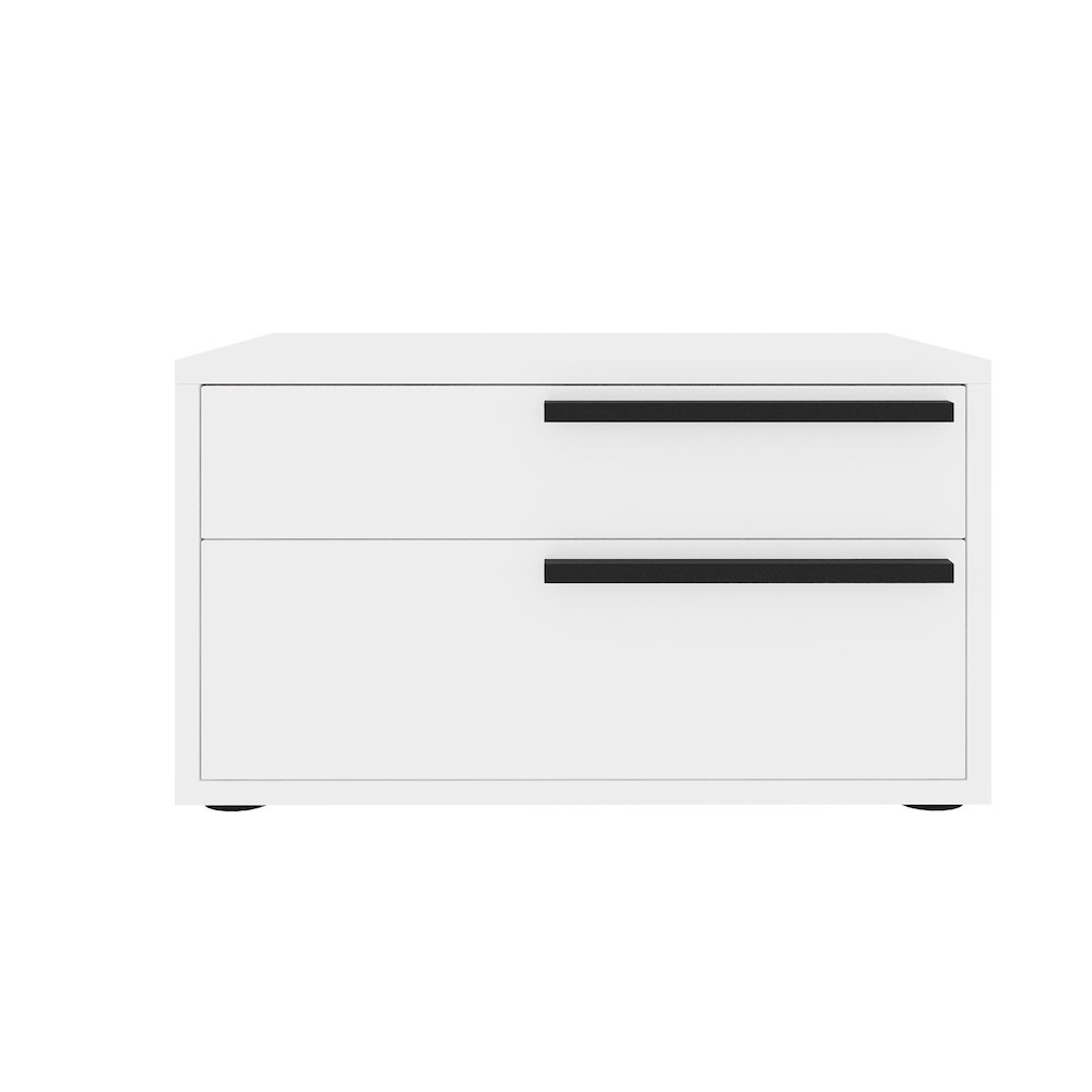 Carter Right Nightstand In White High Gloss With Black Handle. Picture 1