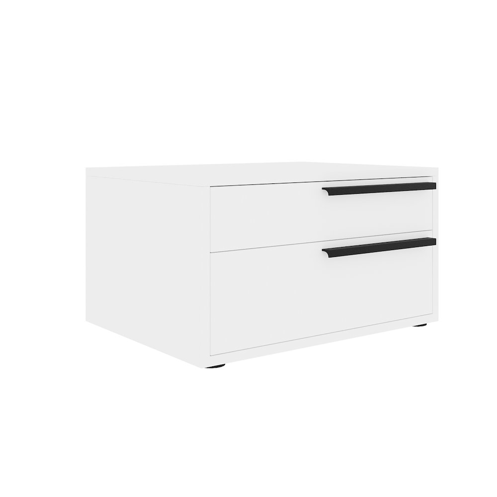 Carter Right Nightstand In White High Gloss With Black Handle. Picture 2