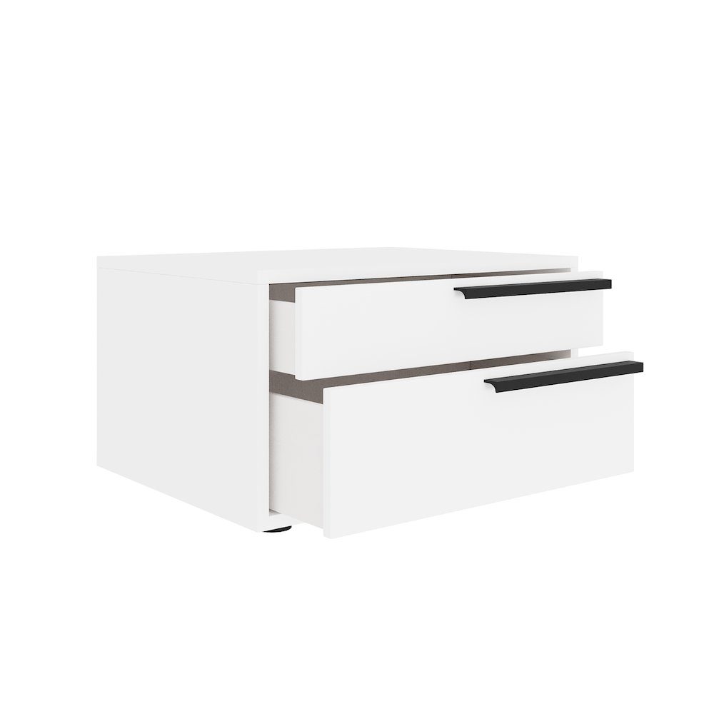 Carter Right Nightstand In White High Gloss With Black Handle. Picture 5