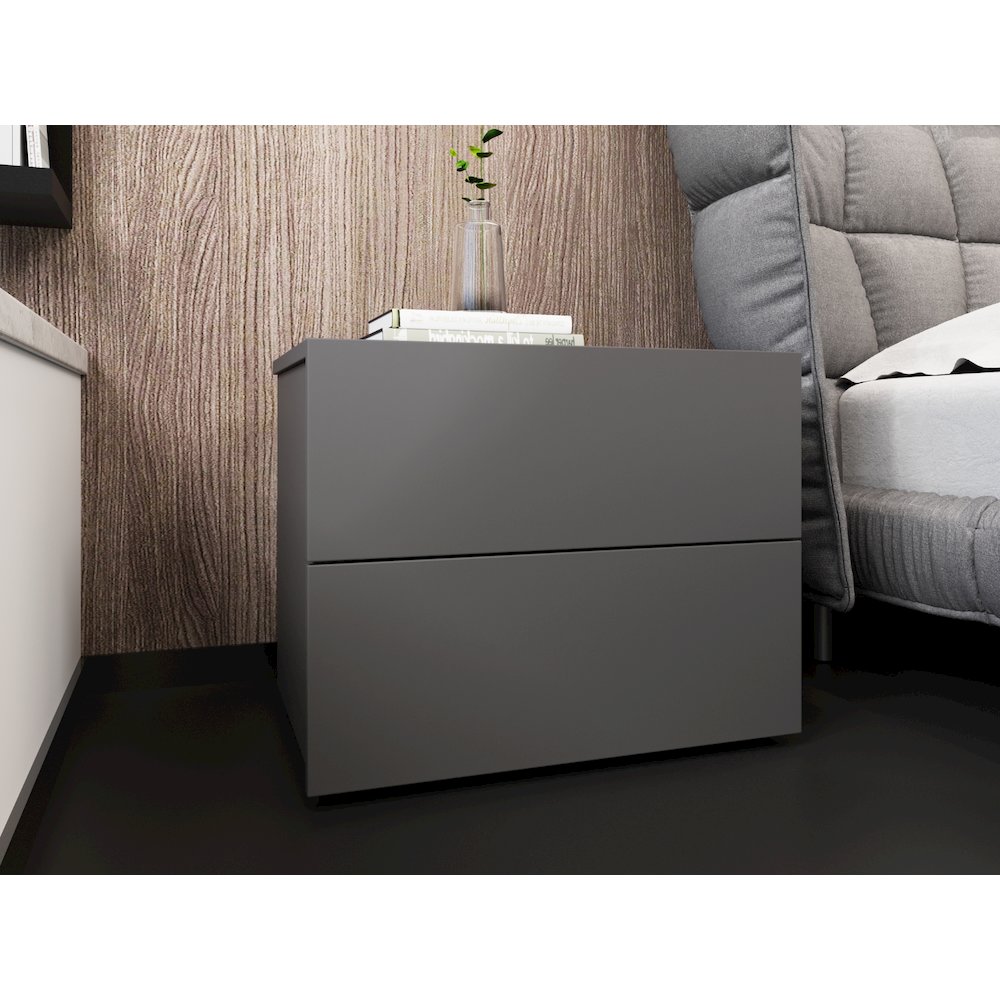 Ayla Nightstand In Gray Matte. Picture 3