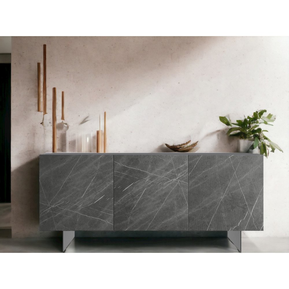 Hugo Buffet In Gray Marbled Porcelain With Storage. Picture 4