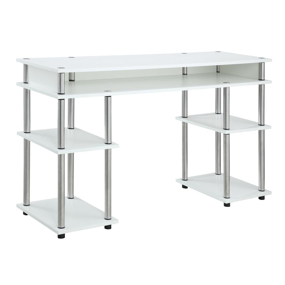 White Office Desk with No-Tools Assembly, Practical and Stylish Design. Picture 2