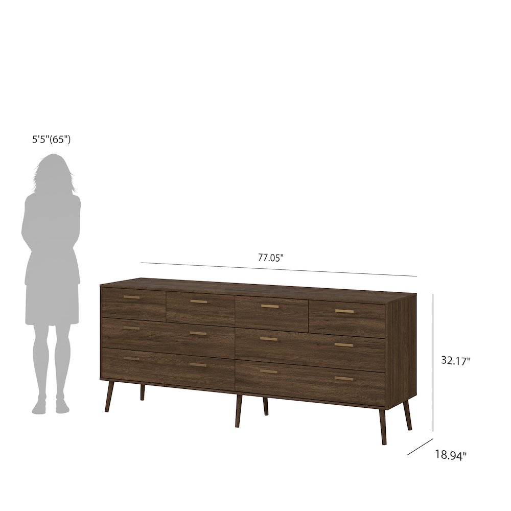 Tone 8 Drawer Double Dresser, Mocha Oak. Picture 10