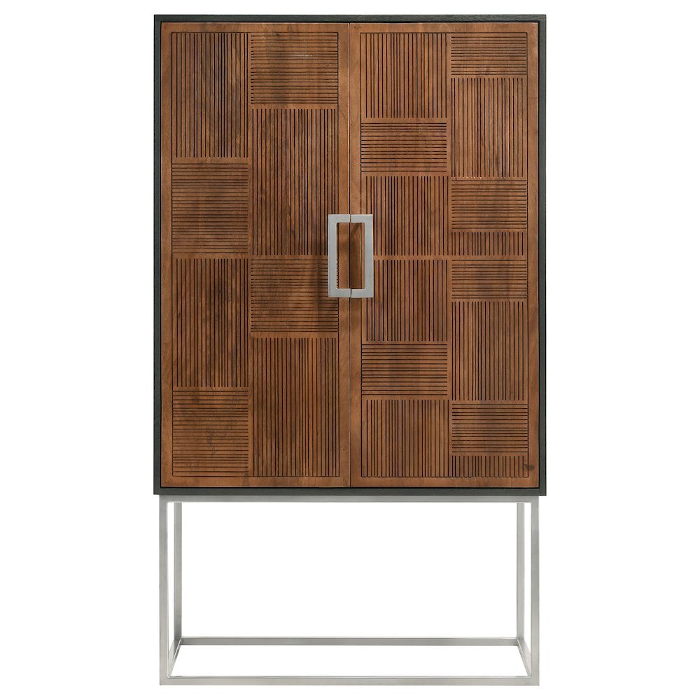 Wine Cabinet with Storage, Bar Cabinet, Mini Bar, Walnut & Black Design. Picture 1