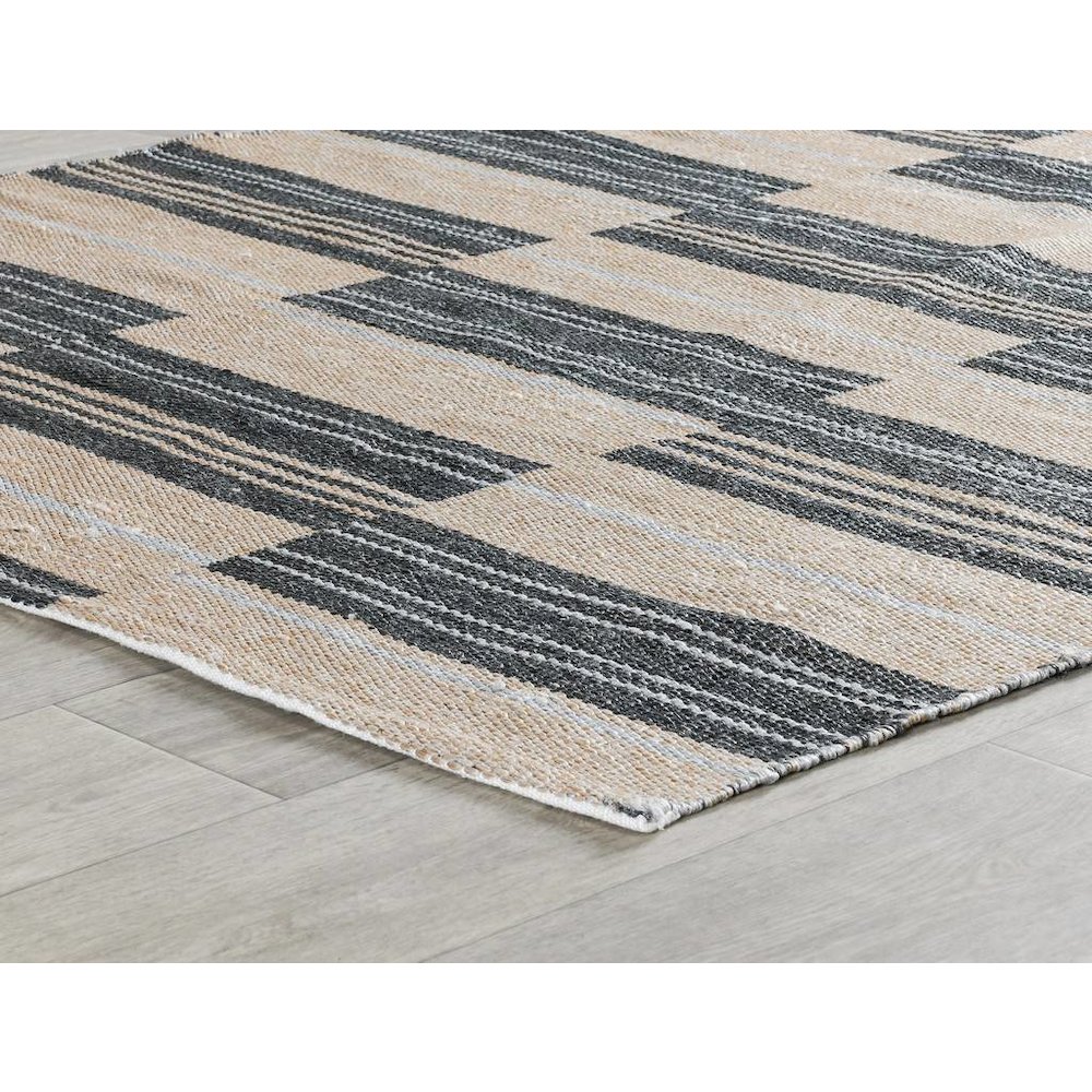 Boulder 5x8 Indoor Outdoor Handwoven Stripe Charcoal Area Rug by Kosas Home. Picture 3