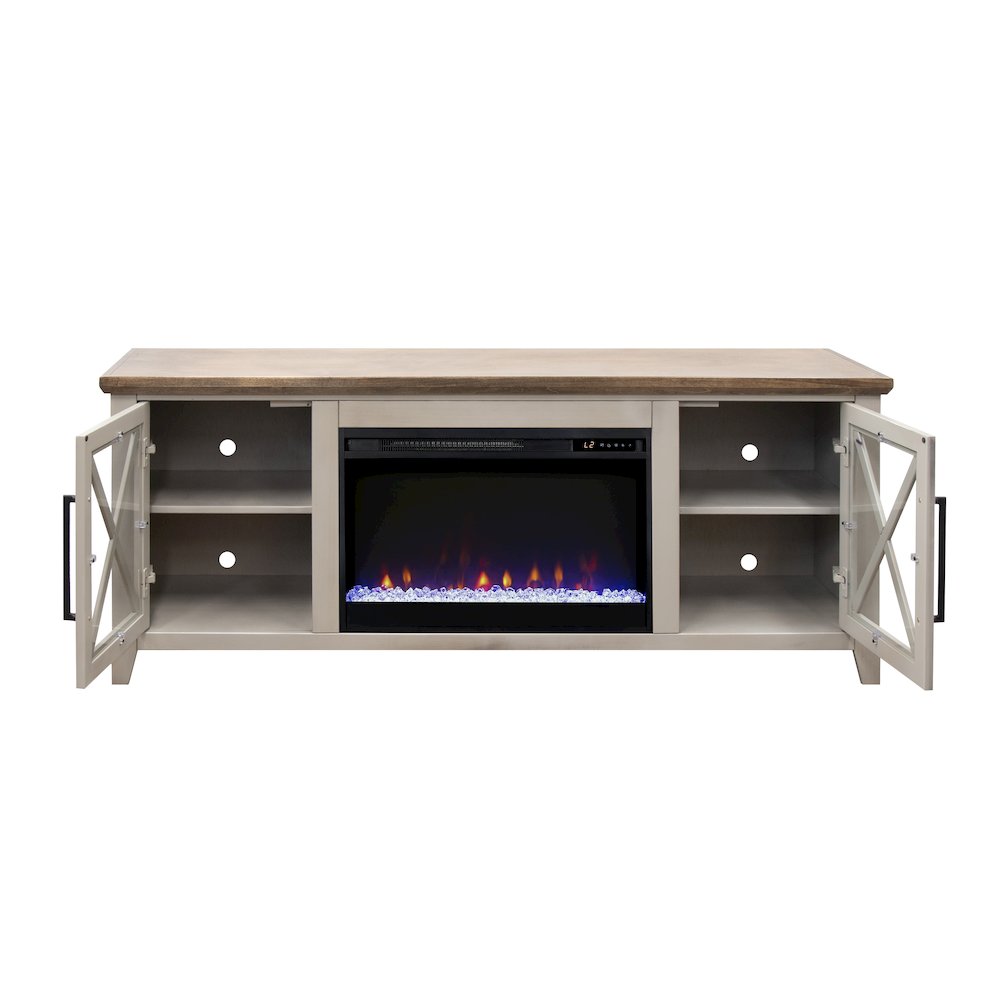 66 inch Fireplace TV Stand, For TVs up to 80 inches,Sandstone and Bourbon Finish. Picture 6