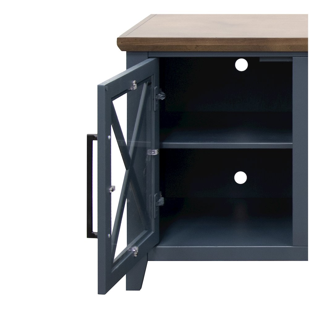 83 inch Fireplace TV Stand, For TVs up to 95 inches, Blue and Bourbon Finish. Picture 6