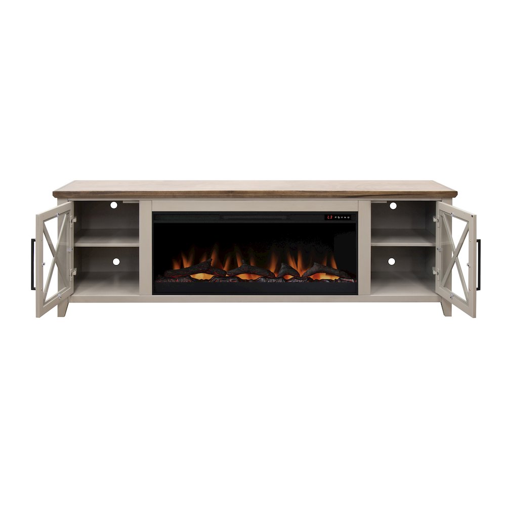 83 inch Fireplace TV Stand, For TVs up to 95 inches,Sandstone and Bourbon Finish. Picture 6