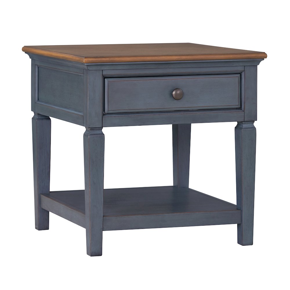 Americana 24 inch End Table, No Assembly Required, Corduroy Blue Finish. Picture 3