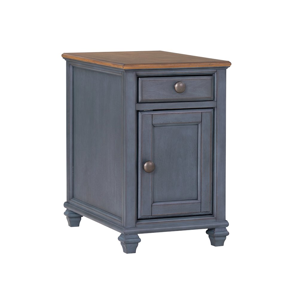 Americana 14 inch Chairside Table, No Assembly Required, Corduroy Blue Finish. Picture 3