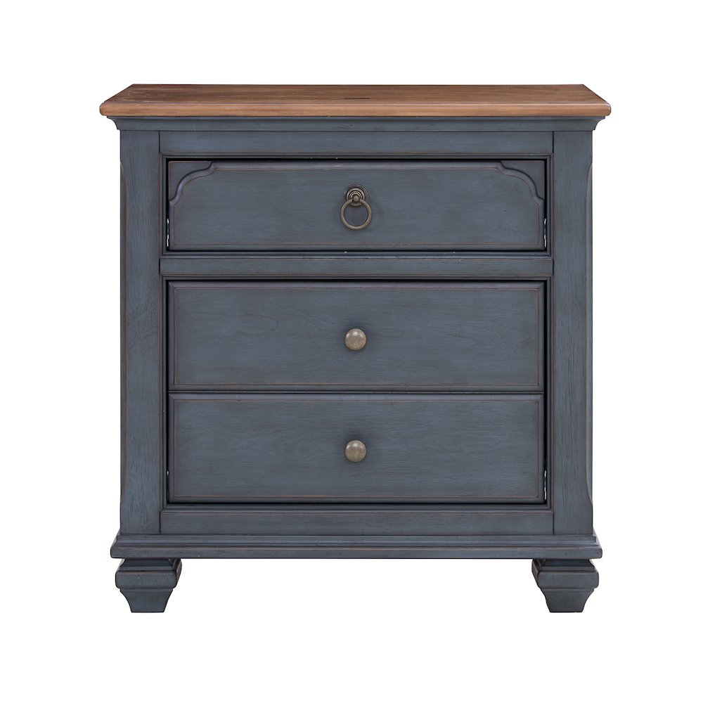 Americana Nightstand, No Assembly Required, Corduroy Blue Finish. Picture 2