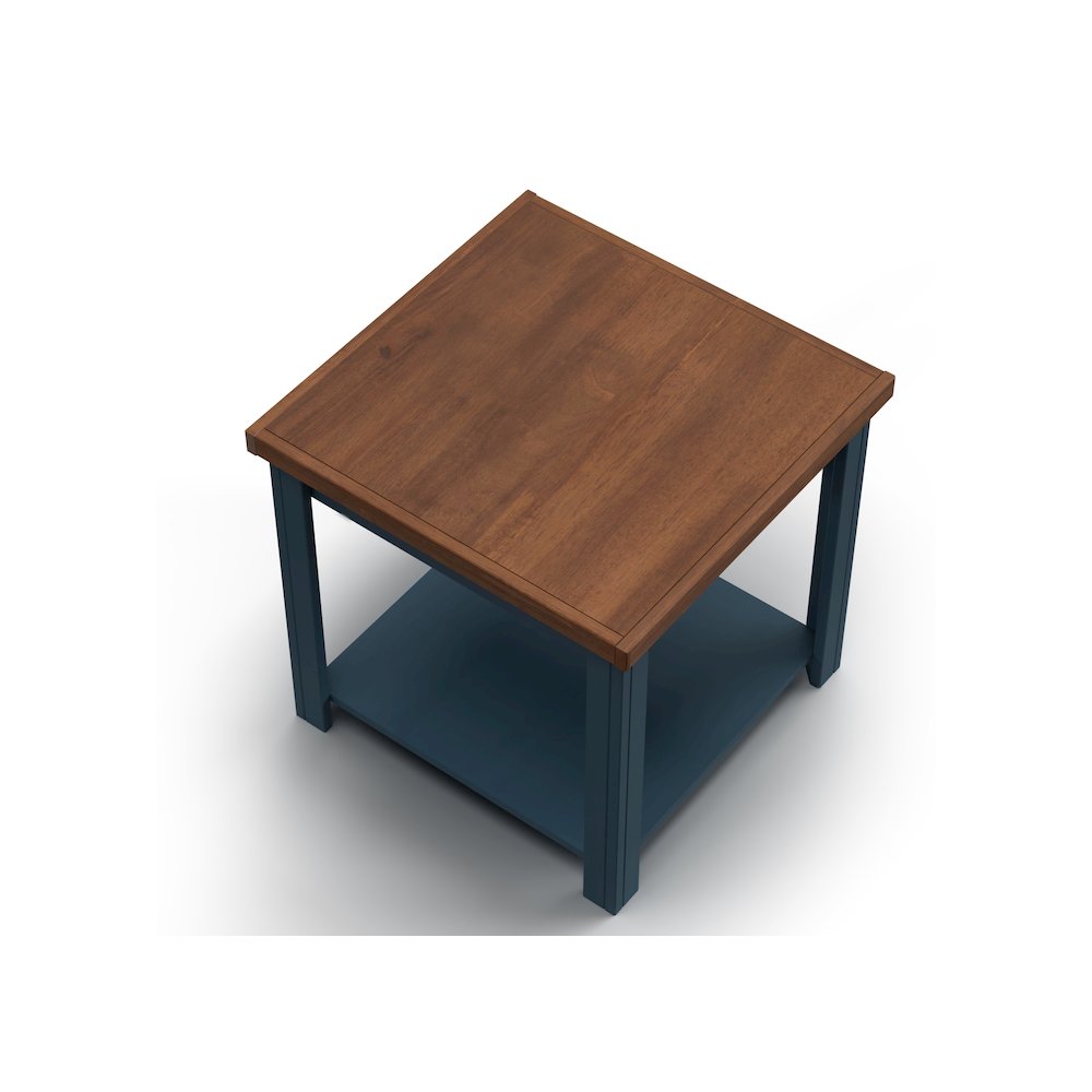 Nantucket 24 inch Side Table, Blue Denim and Whiskey Finish. Picture 6