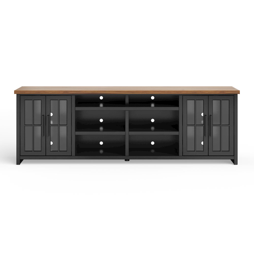 Essex 96 in TV Stand Console for TVs up to 100 in, Black and Whiskey Finish. Picture 3
