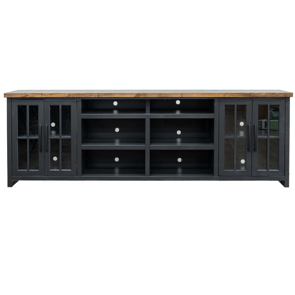 96 inch TV Stand Console for TVs up to 100 inches, Black and Whiskey Finish. Picture 1