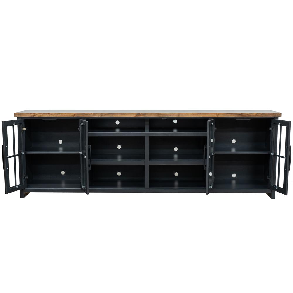 96 inch TV Stand Console for TVs up to 100 inches, Black and Whiskey Finish. Picture 2