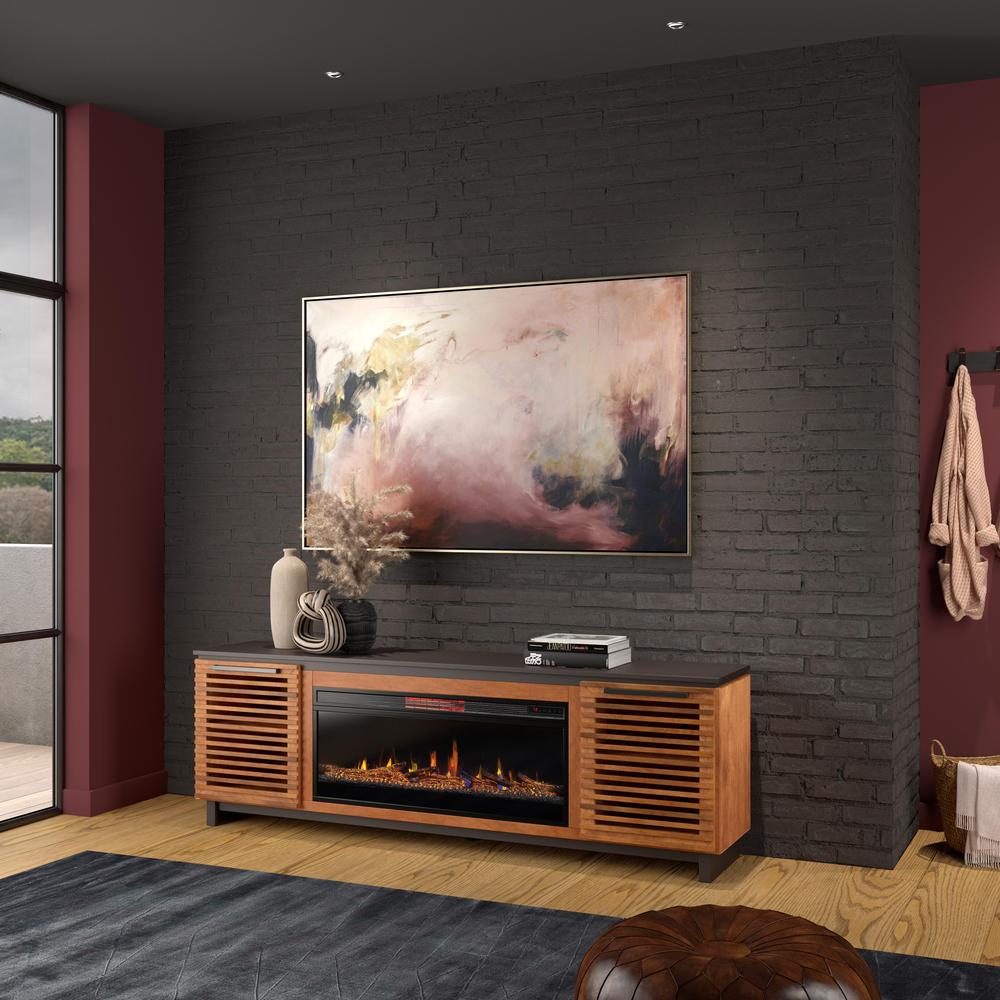 Bourbon Brown Finish Solid Wood TV stand that holds TVs up to 100 in.. Picture 2