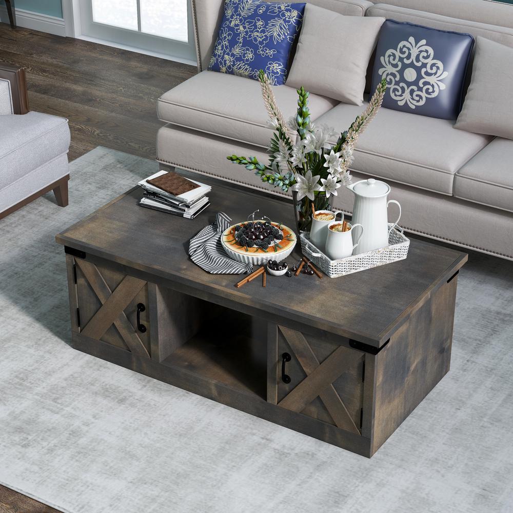 48 in. No Assembly Required Barnwood Finish Solid Wood Coffee Table. Picture 5