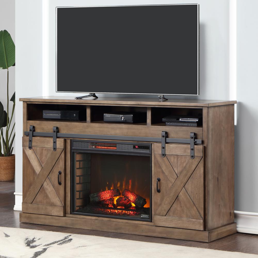 66 inch Electric Fireplace TV Stand for TVs up to 80 inches, Barnwood Finish. Picture 5