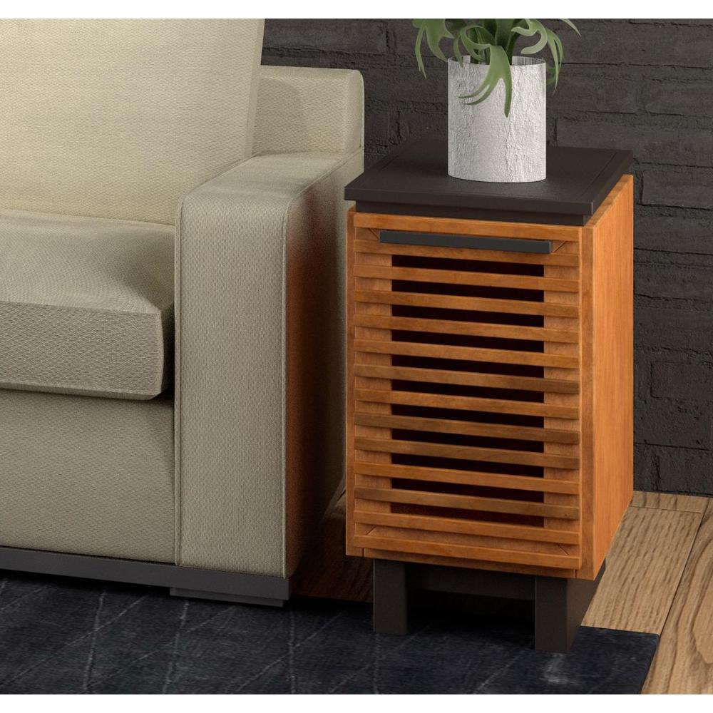 13 in. No Assembly Required Made in America Brown Solid Wood Side Table. Picture 2