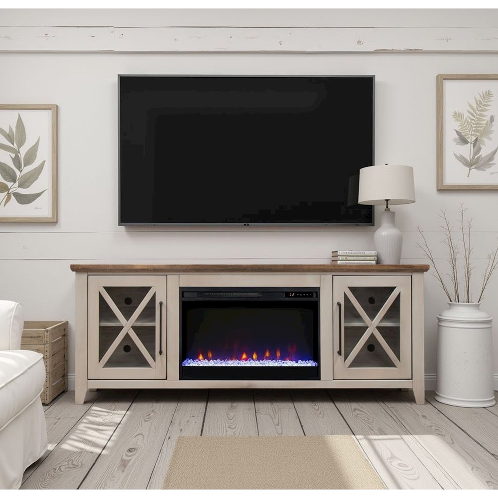 66 inch Fireplace TV Stand, For TVs up to 80 inches,Sandstone and Bourbon Finish. Picture 7