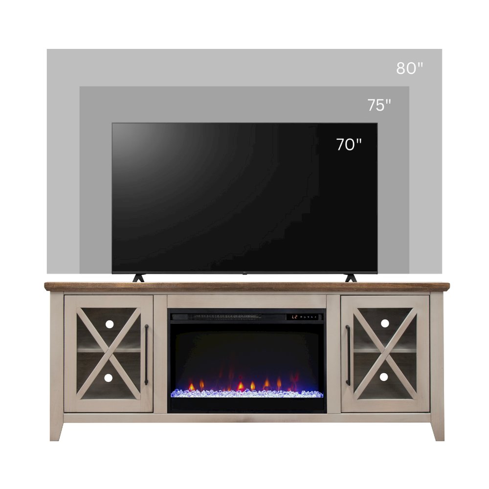 66 inch Fireplace TV Stand, For TVs up to 80 inches,Sandstone and Bourbon Finish. Picture 2