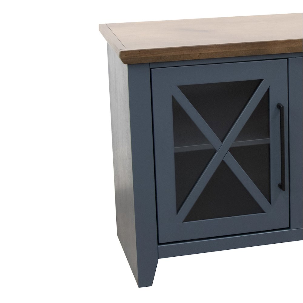 83 inch Fireplace TV Stand, For TVs up to 95 inches, Blue and Bourbon Finish. Picture 4