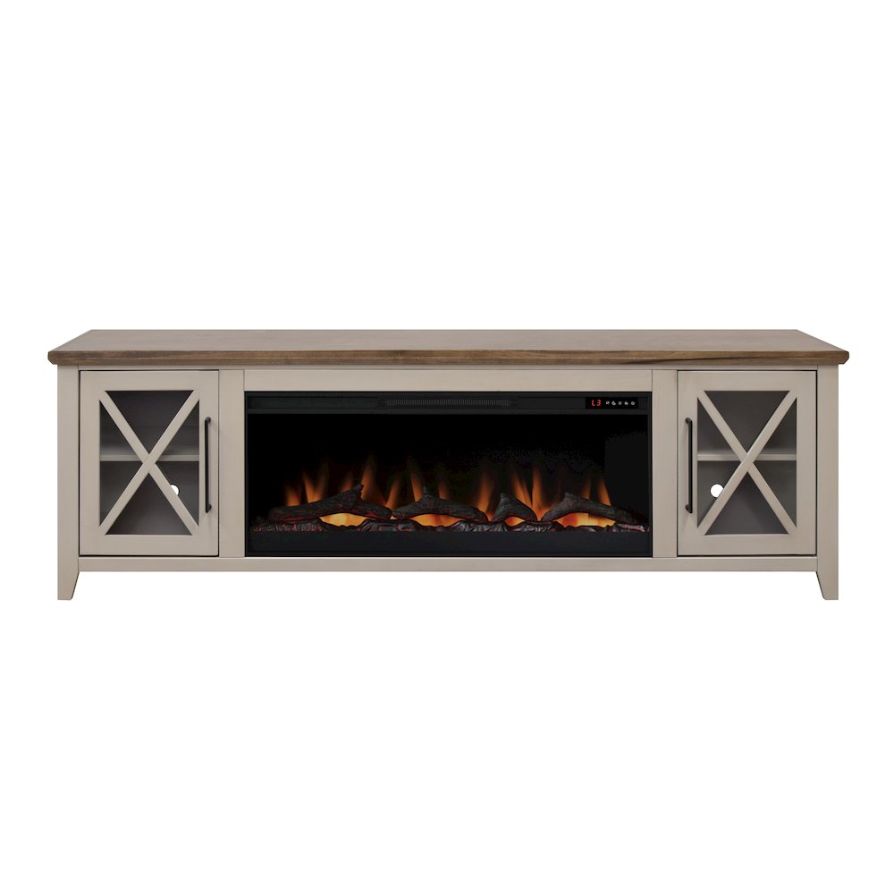 83 inch Fireplace TV Stand, For TVs up to 95 inches,Sandstone and Bourbon Finish. Picture 1