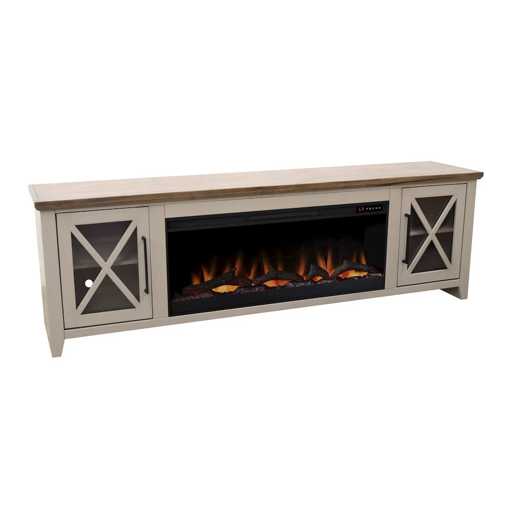 83 inch Fireplace TV Stand, For TVs up to 95 inches,Sandstone and Bourbon Finish. Picture 4