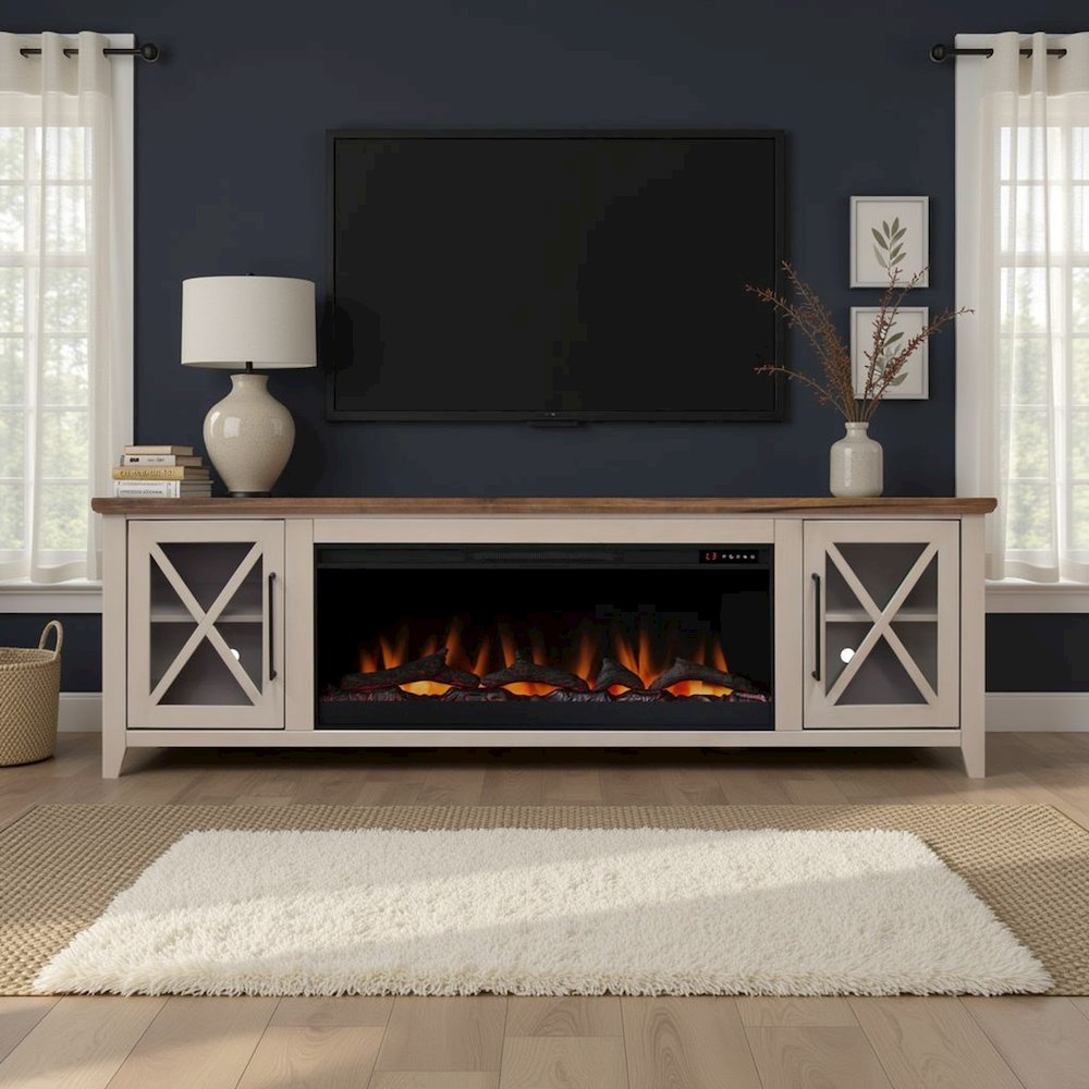 83 inch Fireplace TV Stand, For TVs up to 95 inches,Sandstone and Bourbon Finish. Picture 7