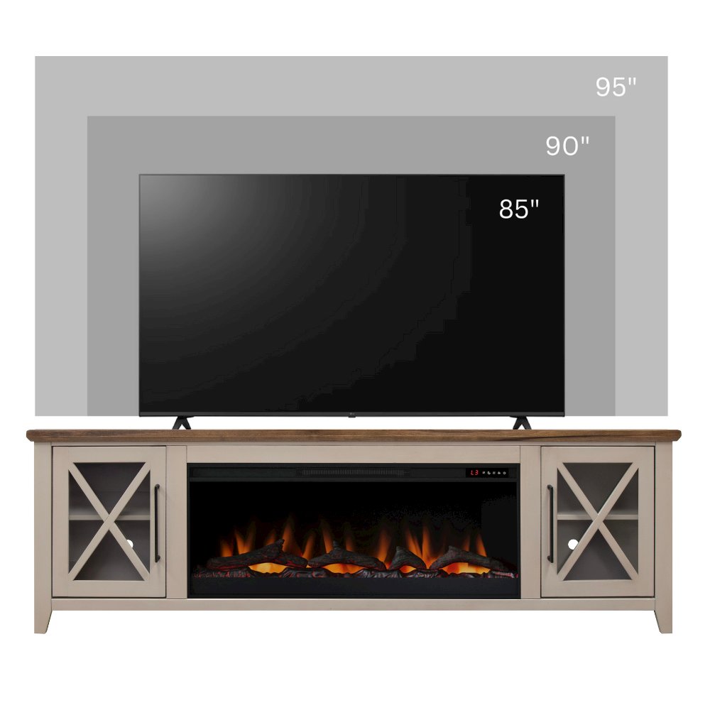 83 inch Fireplace TV Stand, For TVs up to 95 inches,Sandstone and Bourbon Finish. Picture 2