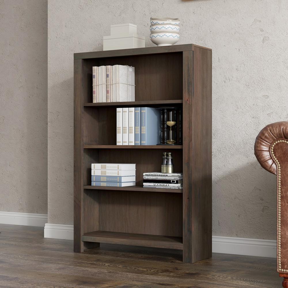 3-shelf Barnwood Finish Solid Wood Bookcase. Picture 3