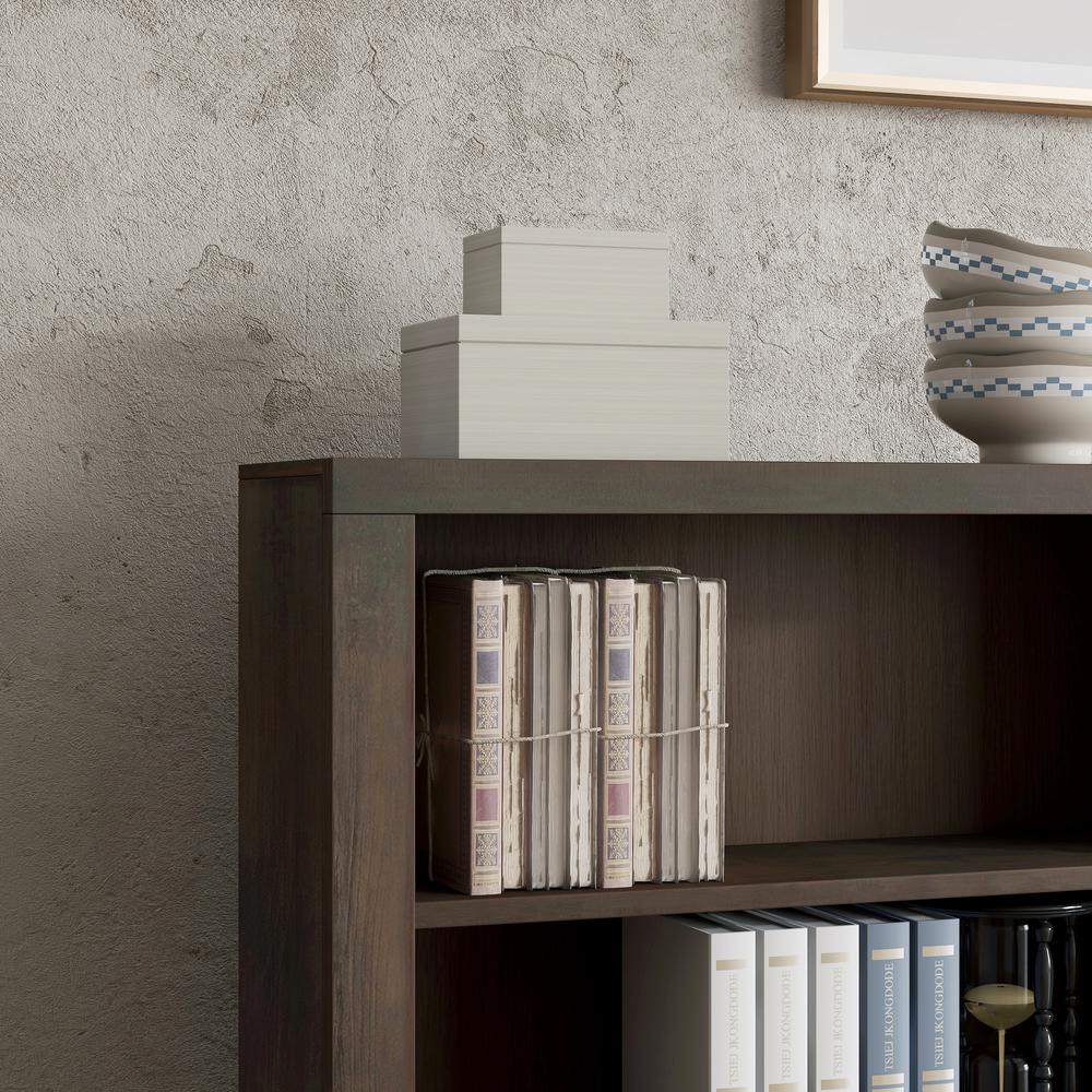 3-shelf Barnwood Finish Solid Wood Bookcase. Picture 5