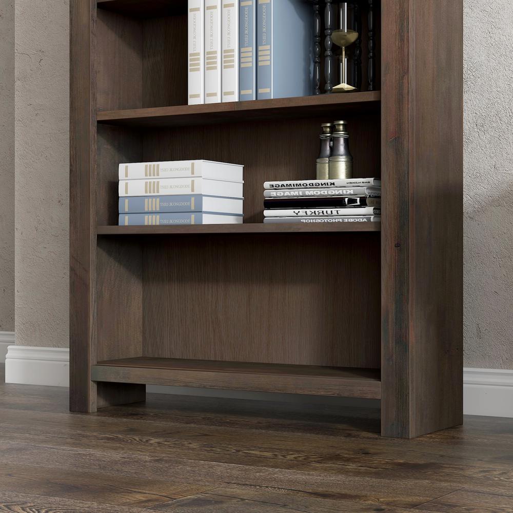 3-shelf Barnwood Finish Solid Wood Bookcase. Picture 6