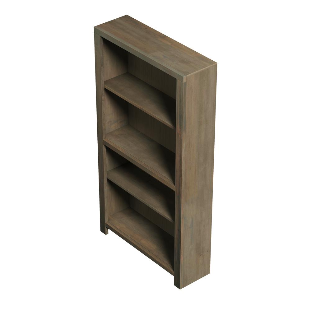 4-shelf Barnwood Finish Solid Wood Bookcase. Picture 4
