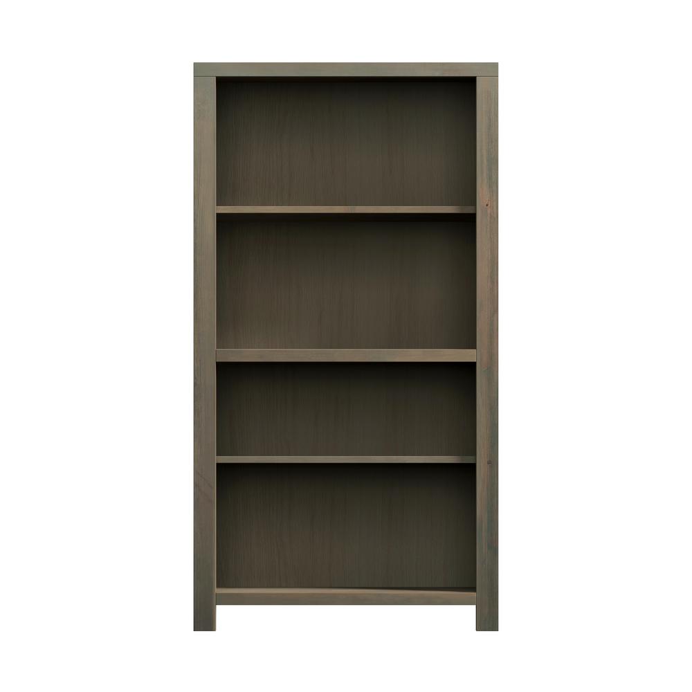 4-shelf Barnwood Finish Solid Wood Bookcase. Picture 1