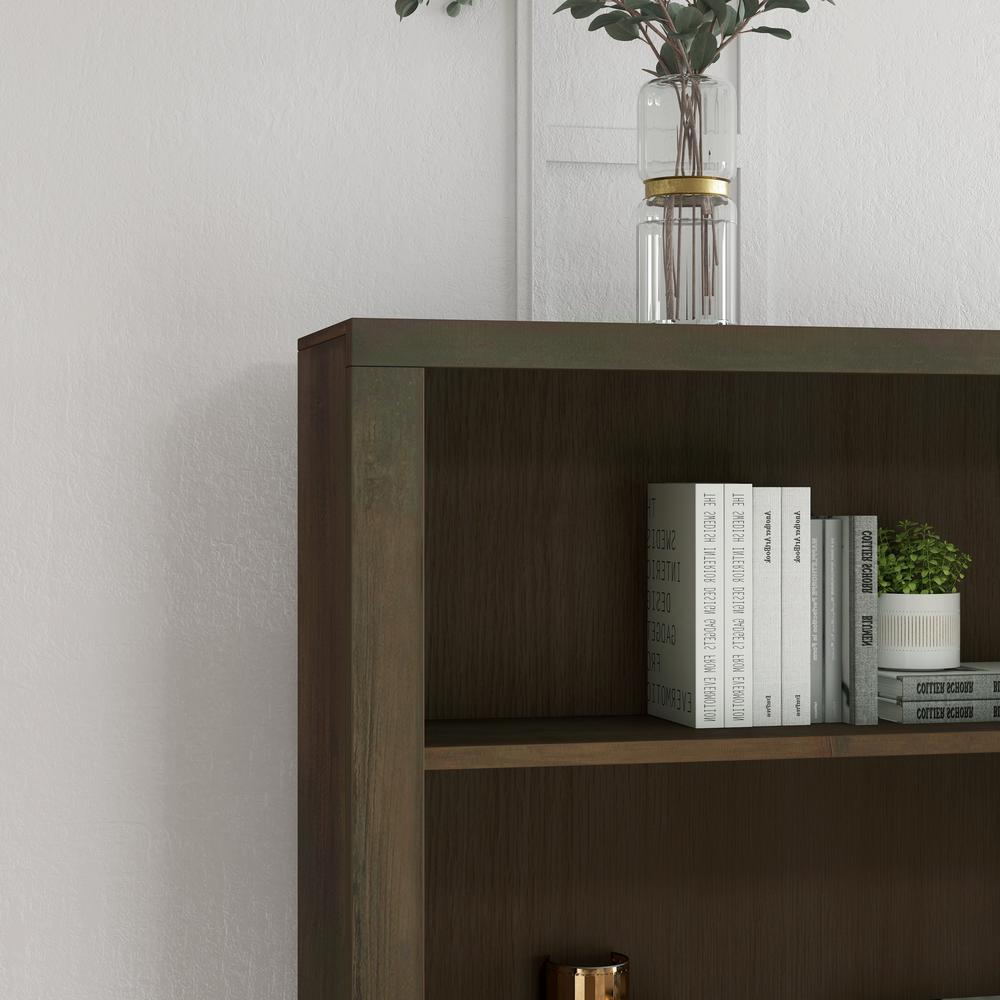 5-shelf Barnwood Finish Solid Wood Bookcase. Picture 3