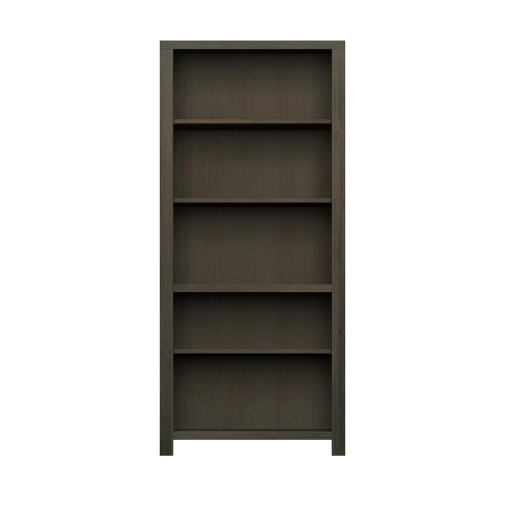 5-shelf Barnwood Finish Solid Wood Bookcase. Picture 1