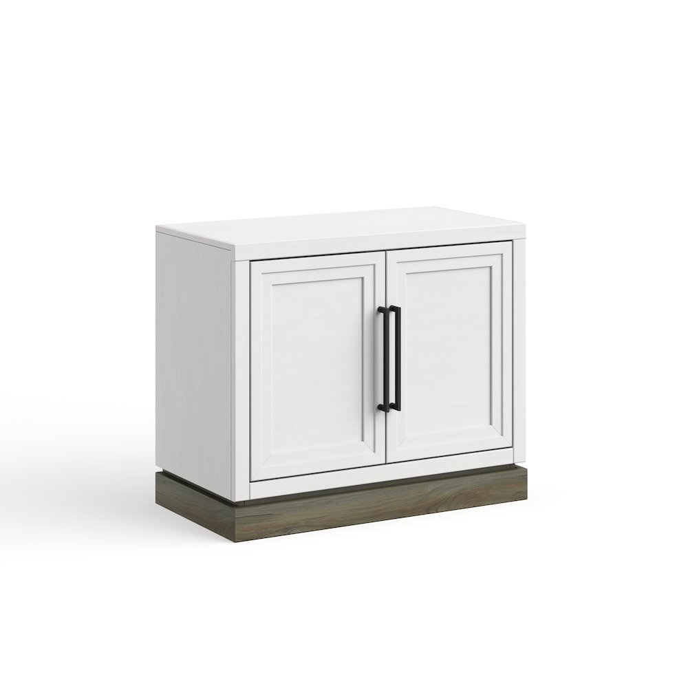 Nora Modular 2-Door Base Cabinet, Jasmine White and Barnwood Finish. Picture 5