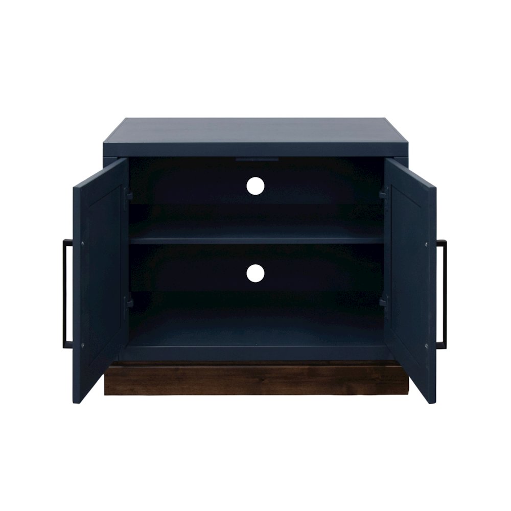 Nora Modular 2-Door Base Cabinet, Blue Denim and Whiskey Finish. Picture 3
