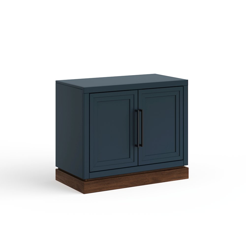 Nora Modular 2-Door Base Cabinet, Blue Denim and Whiskey Finish. Picture 5