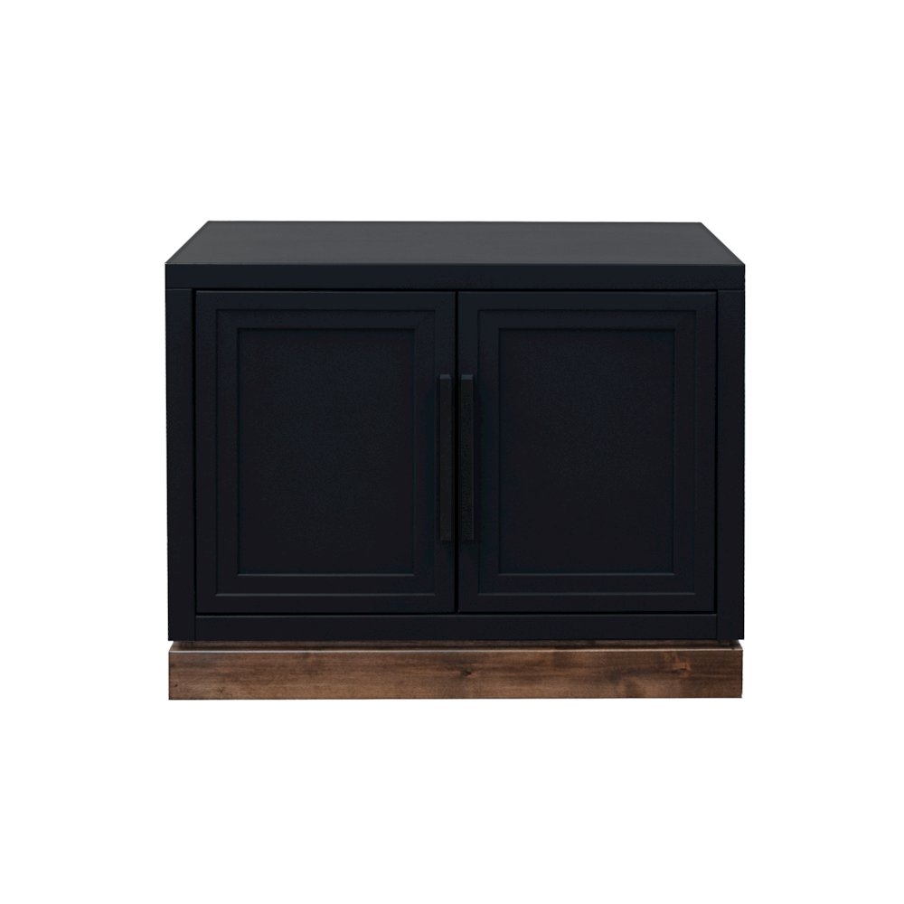 Nora Modular 2-Door Base Cabinet, Black and Whiskey Finish. Picture 1