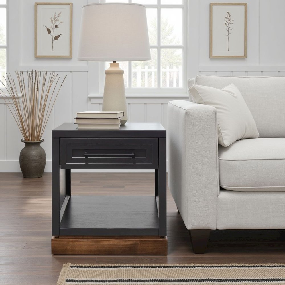 Nora 22 inch End Table, Black and Whiskey Finish. Picture 2