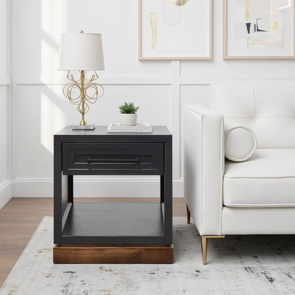 Nora 22 inch End Table, Black and Whiskey Finish. Picture 7