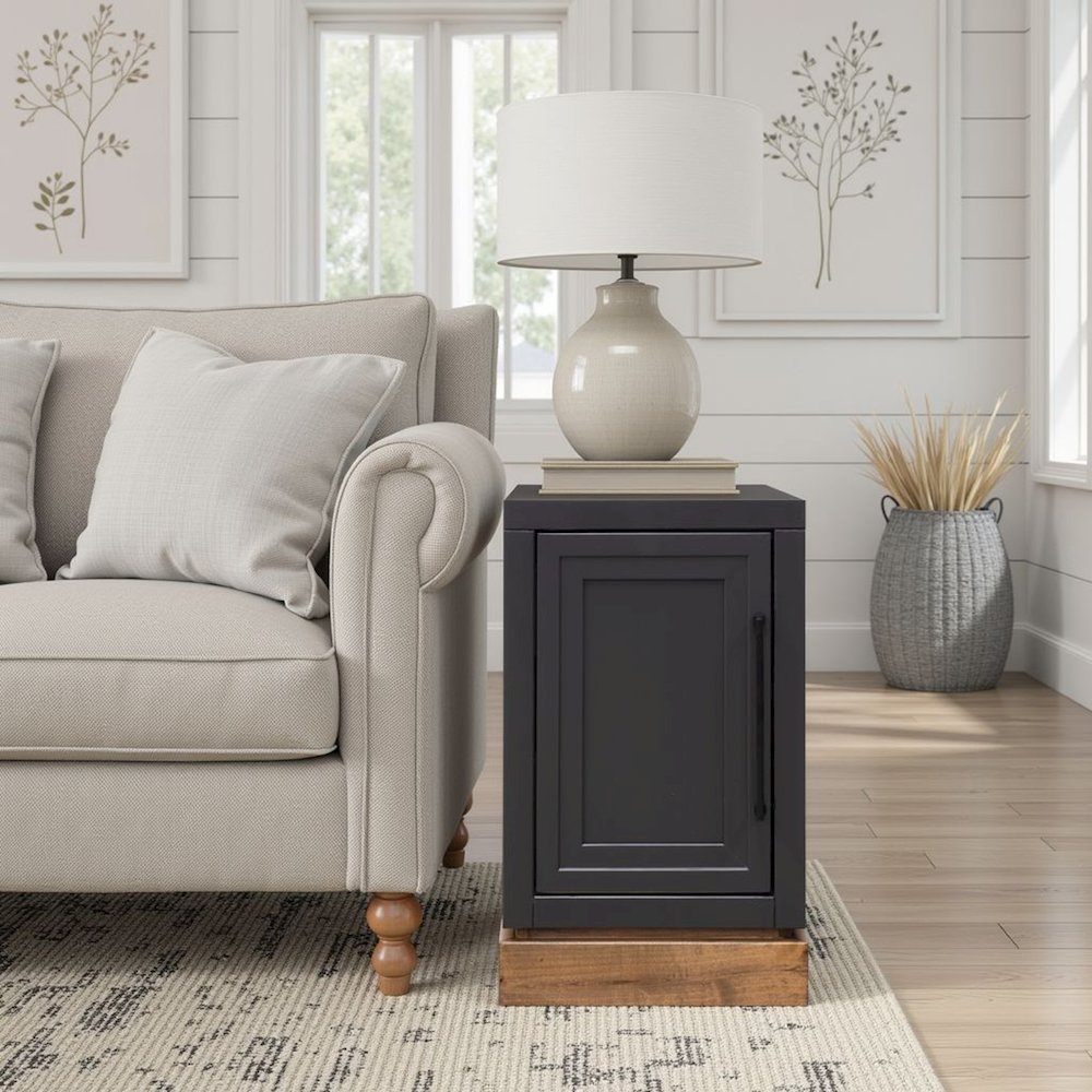 Nora 15 inch Chairside Table, Black and Whiskey Finish. Picture 2